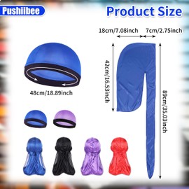6Pcs Silky Durag, 4 Colors Silk Durag for Men with Wave Caps, Fashion Do Rags for Men Silky Wave Caps Skull Caps Soft Durag Headwraps Velvet Durag for Hip-Hop Cycling Street Dance