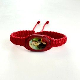 Pulsera Roja De San Benito Tejida Doble Macrame  Ajustable New