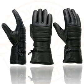 Milwaukee Leather Men's Leather Gauntlet Lined Motorcycle Hand Gloves - 5X-Large