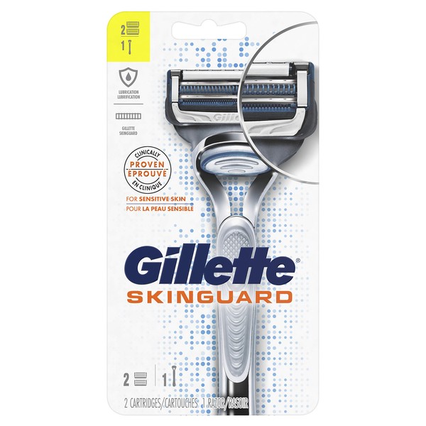 Gillette SkinGuard Men's Razor and Razor Blades for Sensitive Skin, Handle plus 2 Blade Refills