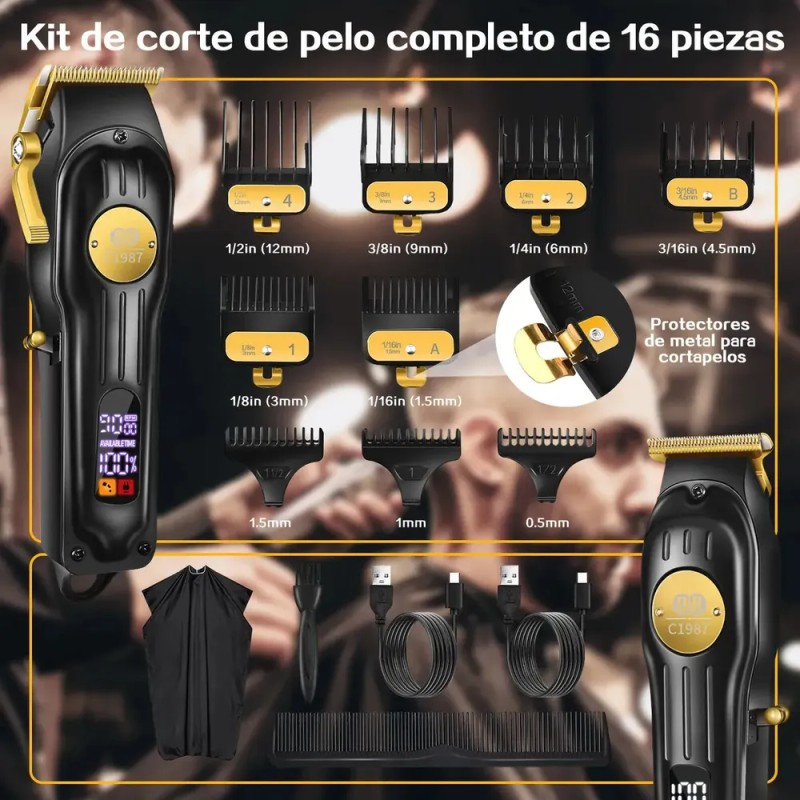 Máquina para Cortar Cabello CIICII Profesional, Set de Cortapelos y