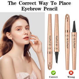 Light Brown Waterproof Eyebrow Pencil, 3D Eyebrow Pencil, Waterproof with 4 Fork Tips, Magic Eyebrow Pencil, Building Lightweight Natural Eyebrow Brown Eye Brown Makeup Lasts All Day