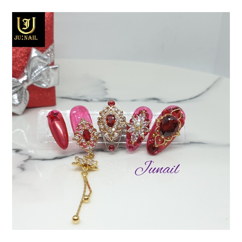 ❗Limited❗ Ruby handmade nail tips - Long Almond / ❗한정❗