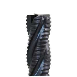 Accusize Industrial Tools 5/16 inch Fine Tooth M42 8% Cobalt Tialn Roughing End Mill, 3/8 in Shk Dia, 3/4 in Flute Length, 4 Flute, 1104-0516