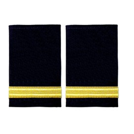 HEUK One Bar Black Pilot Airline or Merchant Marine Epaulette, Gold Strips Epaulettes (Pair)
