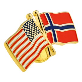 PinMart‘s USA and Norway Crossed Friendship Flag Enamel Lapel Pin - Country Flags Pins For Hats, Jackets, and Backpacks - 5 Pack