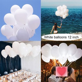 Latex White Balloons for Party 200 pcs 5 inch Macaron White Balloons for Baby Shower Birthday Wedding Engagement Anniversary Christmas Festival Picnic or Any Friends & Family Party Decorations