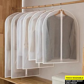 Clear Garment Bags Clothes Covers Protecting Dusts, Odor-free Plastic Garment Bags, Coat Protector Zippered Garment Covers for Closet Storage and Travel- 24'' x 32''/5 Pack