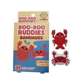 Boo Boo Buddies Kids Adhesive Bandages, Kids Self-Adhesive Sterile Bandages Pack for Toddler Girls & Boys, Adults First Aid, Protect Scrapes and Cuts | 24 Pcs (Lobster + Crab)
