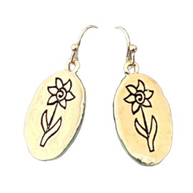 Etched Gold Flower Earrings Bloom. Jewelry Earrings for Women #3298FE572
