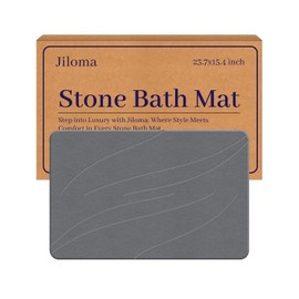 Jiloma Stone Bath Mat Diatomaceous Earth Shower Mat Non-Slip Super Absorbent Bathroom Floor Mat Quick Drying Natural Easy to Clean(24 * 16 Grey)