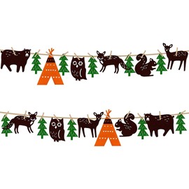 Fabic Woodland Camping Garland Banner for Birthday Wedding Baby Shower Party Decoration 2-Count