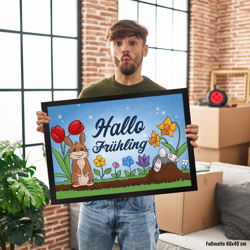 speecheese Hello Spring Doormat in 35 x 50 cm with