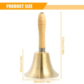 Hand Bell Metal Wooden Handle: Table Bell, Wooden Handle, Classic Hand Bell, Metal Bells with Wooden Handle, Table Bell, Handbell School Wooden Handle, for School Reception, Hotel Service and