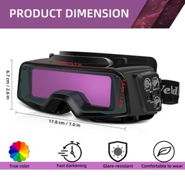 UpaClaire Welding Goggles Auto Darkening Plasma Cutting Glasses - Eye Protection Safety Goggles for Welding Grinding