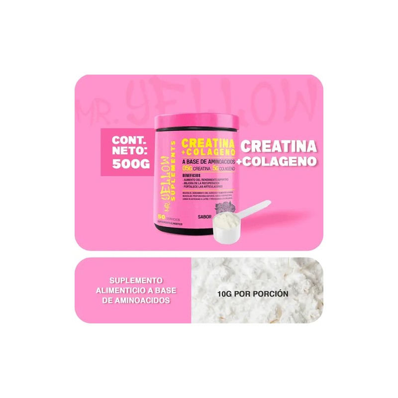 Suplemento Monohidratada Creatina Colágeno Mr. Yellow 500g