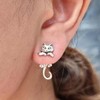 Yheakne Punk Cat Ear Jacket Earrings Silver Cat Earrings Cat