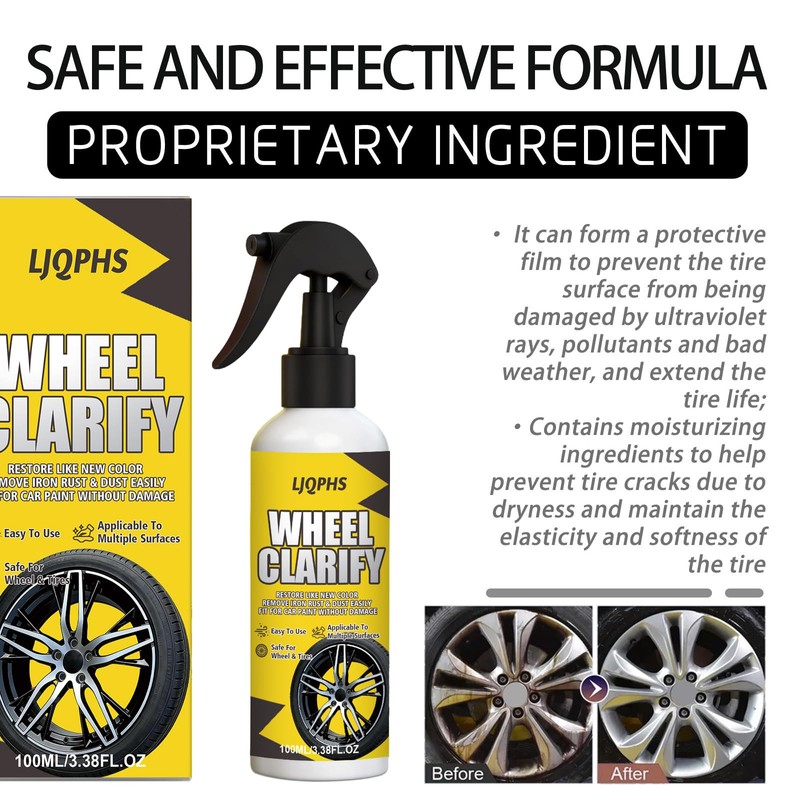 LJQPHS Car Wheel and Tire Cleaner Spray, Brake Dust Remover,