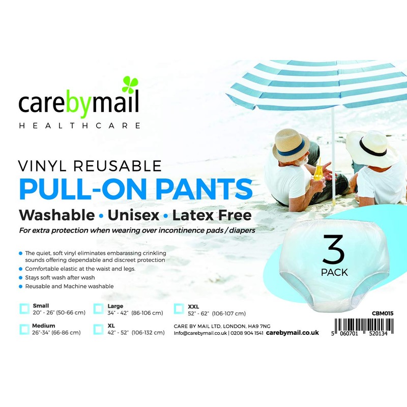 CarebyMail Healthcare Soft Vinyl Waterproof Unisex Incontinence Pants (Pack of