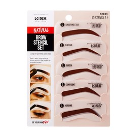 Kiss New York Instant Eye Brow Stencil Kit 5 Different Designs 10 Stencils Easy to Use Quick Finish (Stencil-Natural) (Stencil only)