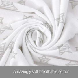 Biloban Travel Crib Sheet 2 Pack, 100% Natural Cotton Jersey Knit Fitted for Guava Lotus, Baby Bjorn, Dream on Me Travel Crib Light Playard, Soft Breathable, Preshrunk, Grey Stars