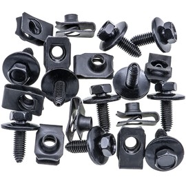 Rexka 10 Sets M8-1.25 X 25mm Body Bolts & Extruded U Nuts Kit for GM Ford Chrysler Jeep Dodge - Multipurpose Bumper Fender Engine Hood Shield Panel - 11503619 11500660 11502617 N623333-S2 6101283