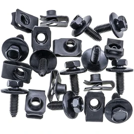 Rexka 10 Sets M8-1.25 X 25mm Body Bolts & Extruded U Nuts Kit for GM Ford Chrysler Jeep Dodge - Multipurpose Bumper Fender Engine Hood Shield Panel - 11503619 11500660 11502617 N623333-S2 6101283
