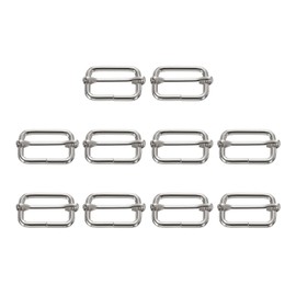 SUIKIHUM 10 Pack Metal Slide Buckle, 4/5 Inch Tri-Glides Circle Buckle Strap Adjuster Rectangle Belt Buckle Slide for Bag Purse Straps Making, Silver