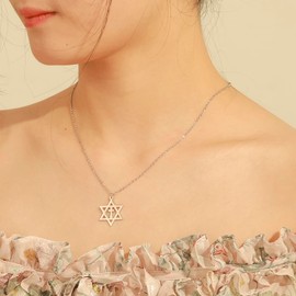 EUEAVAN Star of David Necklace for Women Hexagram Pendant Necklace Amulet Symbo Jewish Israel Religious David Jewelry Gift Women (david cross necklace silver2)