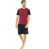 INSIGNIA Mens Pyjamas Short Sets With Contrast Sleeves (Wine -Black,