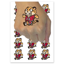 Speedy Cartoon Cheetah Sprinting Track and Field Sports Temporary Tattoo Water Resistant Fake Body Art Set Collection - 15 2" Tattoos (1 Sheet)