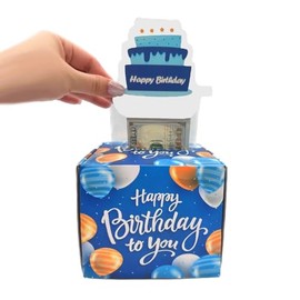 GEHENFRUCHT Money Gift, Happy Birthday Money Gifts Box Gift Box DIY Birthday Gift Packaging for Men, Women and Children (Blue)