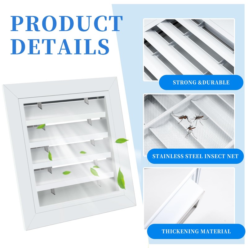 2 Pcs 10" x 10" Gable Vents for Houses Shed