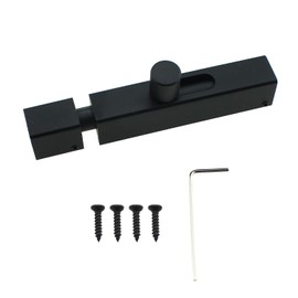 RLECS 75mm/3inch Bedroom Door Lock Door Reinforcement Lock Internal Door Slide Lock Aluminium Square Plain Latch Black Slide Bolt Latch Suitable for Bathroom Bedroom Locker and Cabinet