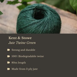 Kent & Stowe Jute Twine 80m/100g in Green, 3 Ply Garden String Suitable for Use Around the Home, Garden, Allotment, or in Floristry, All Year Round Garden Tools Made from Jute