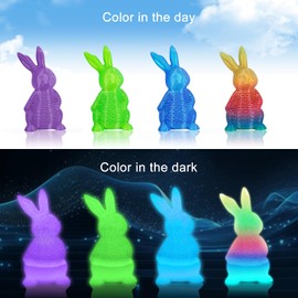 YOUSU 3D Printer Filament Bundle, Glow in The Dark Filament Multicolor, Green, Blue, Purple and Rainbow, PLA Filament 1.75 mm, Dimensional Accuracy +/- 0.03 mm, 250g X 4 Pack