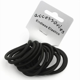Hair Accessories 12 Thick Snag Free Endless Hair Elastics Bobbles Ponios[Black] by Unknown
