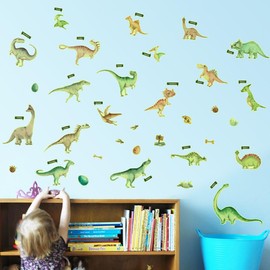 Glow in The Dark Dinosaur Wall Stickers, Fluorescent Dinosaurs Educational Wall Decor - Wall Art for Kids Bedroom Nursery Decorations