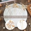 QOOWFEANIG Pearl Wedding Hair Pins, U-Shaped Gold Leaf Bridal Hair