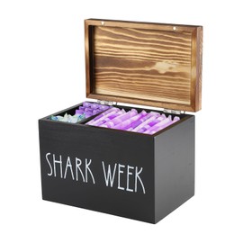 ZoeQide 2-compartment hygiene box with lid, tampon box, tying storage, bathroom, cotton pads and cotton buds, practical organiser for sanitary products, cosmetics, rustic storage for women