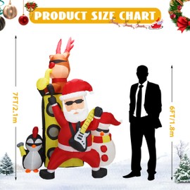 DearSun 6.5FT Christmas Inflatable Santa Claus and Friends Hold Concert Build-in LED Lights and Bluetooth Speaker, Blow up Christmas Inflatable Outdoor Indoor Decorations (Christmas Concert)