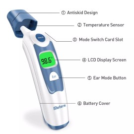 Metene Forehead and Ear Thermometer for Baby, Fast Reading with Fever Alarm