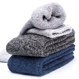 Mens Heavy Thick Wool Socks - Soft Warm Comfort Winter Crew Socks (Pack of 3/5),Multicolor,One Size 7-12