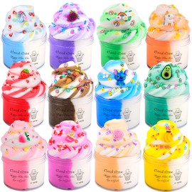 12 Pack Cloud Slime Kit Two-Toned Fidget Toy, Educational Slime Toys, Birthday Gifts Prize Party Favors for Girl Boys Kids 6 7 8 9 10 11 12