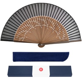 Ganve Men's Folding Fan, Made in Japan, Durable, Ball Chain Included, Gift Box, Bag Included, Popular, Luxury Silk Fan, Lightweight, Gentleman Fan, Stylish, Women's, Fan, Gift, Father's Day, Fireworks