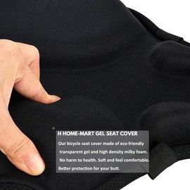 Gel Bike Seat Cushion,Bike Saddles Cover, H HOME-MART Breathable Exercise Bicycle Seat Cover, Wide Foam & Extra Soft Gel Seat Cushion for Women Men, Fits Cruiser and Stationary Bikes