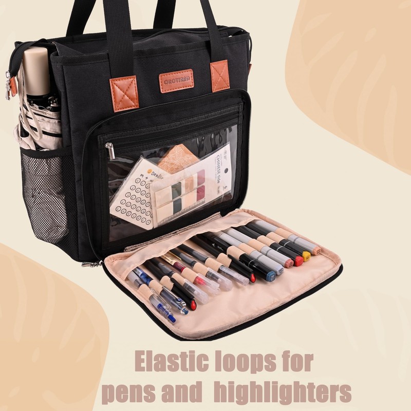 CROTIRAD Bible Cover Bag for Woman with Water Bottle Pockets,