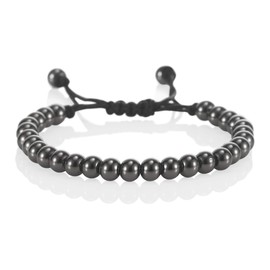 Namana Friendship Bracelet with Metal Beads on a Black Adjustable Cord. For Women or 14 K Gold Plated Ball Bracelet in Steel Grey, Gunmetal Black, Rose Gold Plated., Stainless Steel, Black