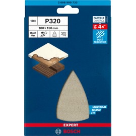 Bosch 10 x Expert M480 Sanding Net Sets (for Paint on Wood, Hardwood, Diameter 100 x 150 mm, Grit 320, Professional Accessories Multi Sander)