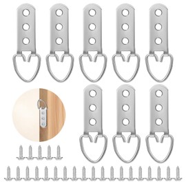 8 Sets Heavy Duty Picture Hangers D-Ring Frame Hanging Kit with Screws, 3 Holes Stainless Steel Mirror Hangers for Wall, for Hanging Mirror Frames Pictures Paintings Clock